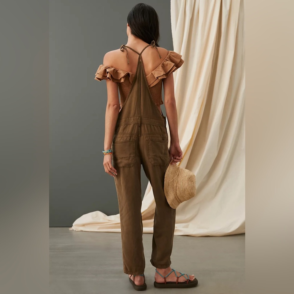 Pilcro The Painter Olive Green Utility Button Front Overalls Size 27 Soft Cozy - Picture 2 of 11
